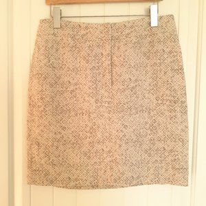 Loft Fully Lined Printed Linen Skirt Tan Khaki Size 8
